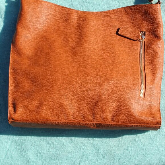 NEW LEATHER TOTE LE MONDE FLORENCE SLOUCH HOBO SHOULDER CARMEL - Picture 15 of 15